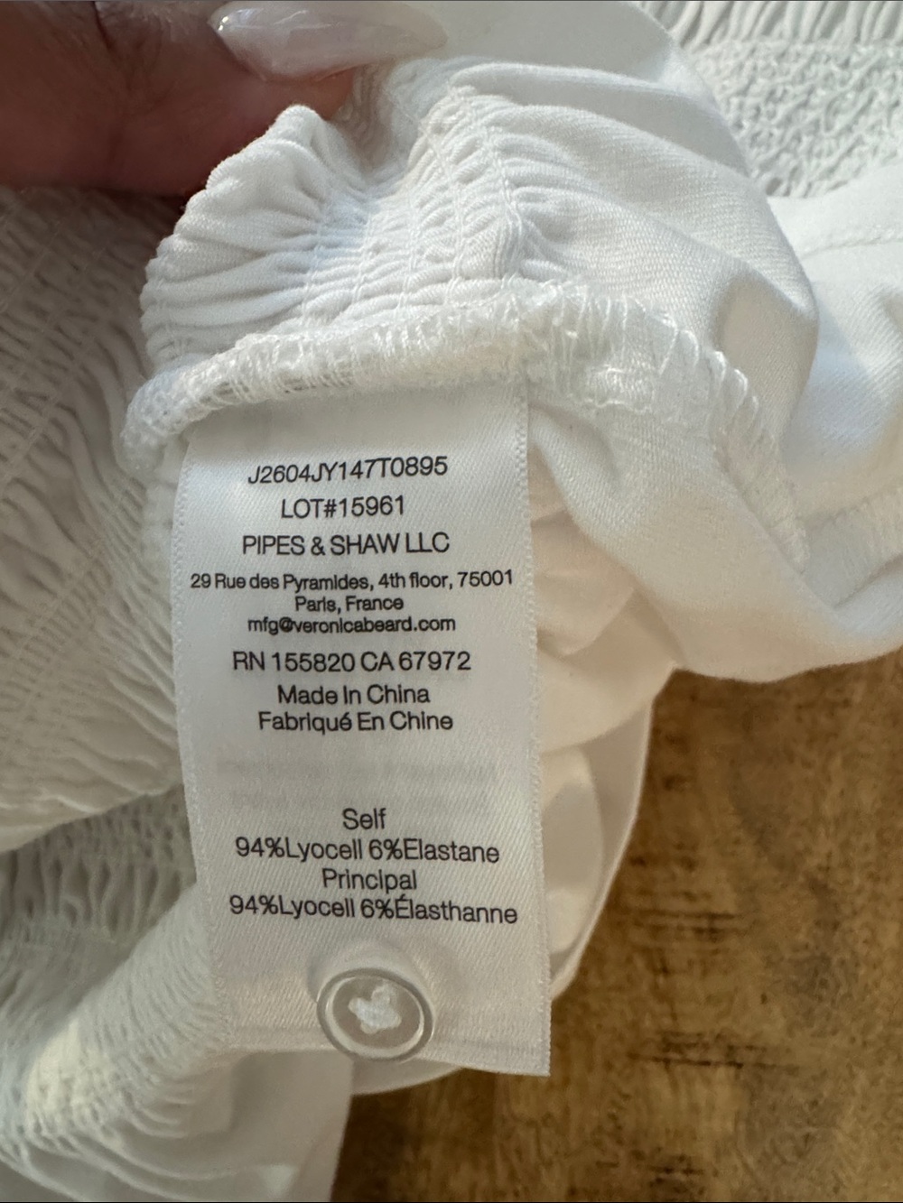 Veronica Beard Ellisandra White Smocked Peplum Button-Down short sleeve top NEW - Picture 9 of 10
